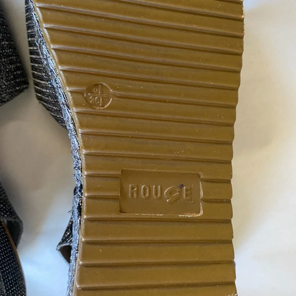 Womens Metallic Gray Platform Espadrille Sandals